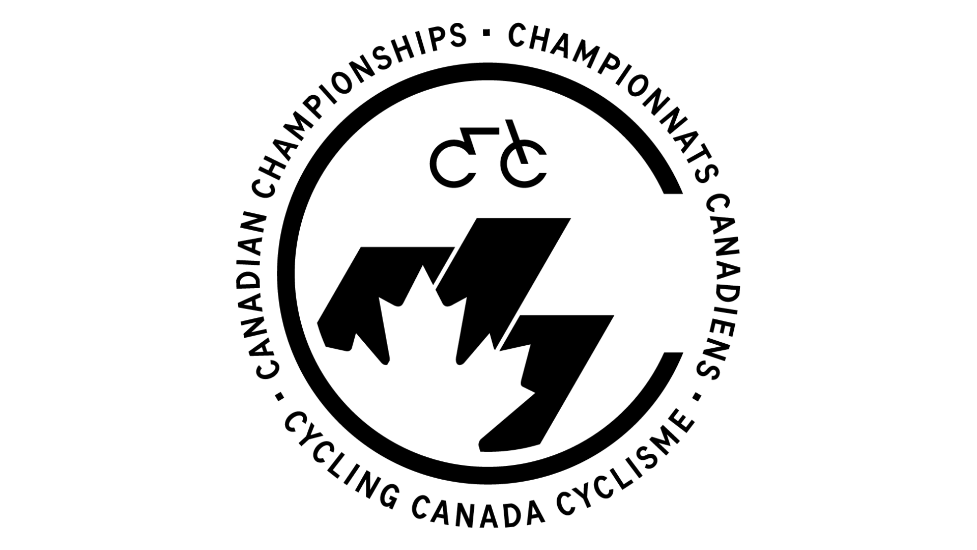 Canadian National Cycling championships logo, with a stylized maple leaf and small bicycle
