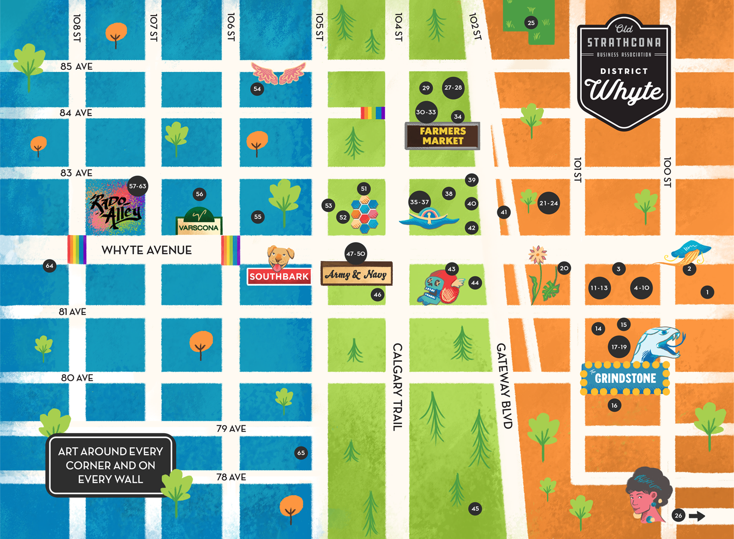 District Whyte Mural Map - Old Strathcona Business Association, Edmonton